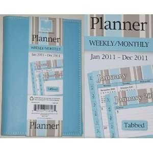  Blue Silk Stripe   Compact (3.625 x 6) Tabbed Weekly/Monthly 