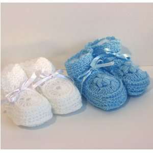  Baby Booties Crocheted DUO Pair Combo Pack BOY Everything 