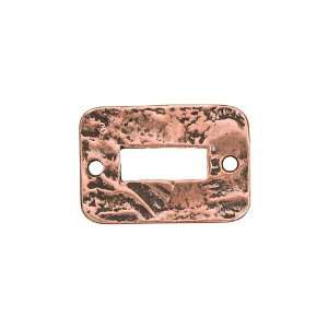  Small Antique Copper Plated Pewter Hammered Rectangle Link 