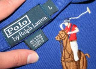 Mens Polo RALPH LAUREN Royal Blue RUGBY Shirt Large L  