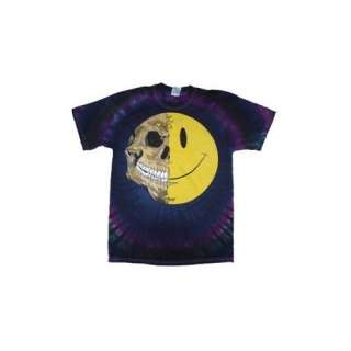  Half Skull Smiley Face Adult Halloween Tye Dye T Shirt 