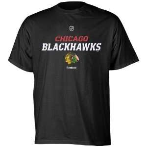  Reebok Chicago Blackhawks Black Team Speedy T shirt 