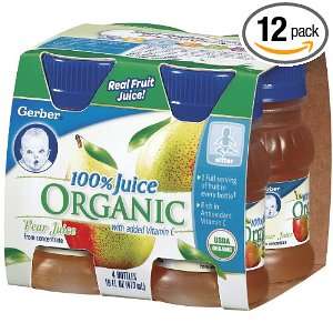 Gerber Organic Juice Pear, 4.5 Ounce Bottles (Pack of 12)  