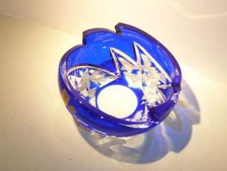 Caesar Crystal Cobalt Blue Cut Bowl Czech Rep Bohemian   Art Glass 