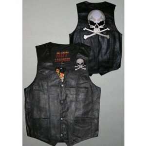  Hot Leathers Skull and Crossbones Leather Vest Musical 