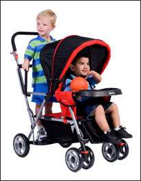 Adjustable padded rear seat allows a standing child to take a rest.