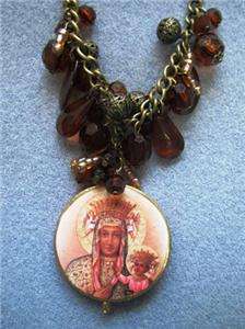 Our Lady Czestowocha Medallion Necklace Earring Set 3  