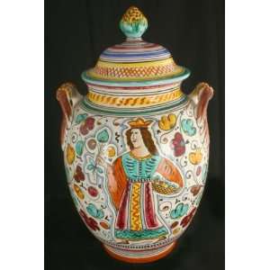  Hand Painted Italian Deruta Majolica Ginger Jar Vase 