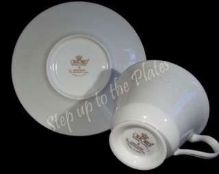 Lenox Oxford China WHITE ECHO Cup and Saucers Platinum  
