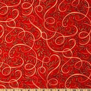  44 Wide Swiss Chocolate Swirls Red Fabric By The Yard 