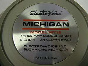 12 Electro Voice Michigan Model MT12 3 Way Loudspeaker USED great 