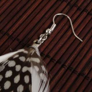 New Elegant White Waterdrop Feather Earrings Dangle Silver Plated 