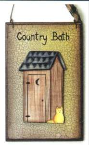 3D Country Primitive Crackle OUTHOUSE Bath Sign C Store 4 Bathroom 