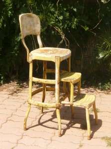 Vintage Kitchen Chair Step Stool Distressed Paint  