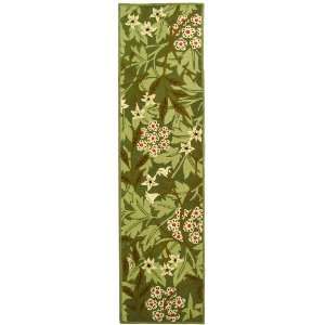   by 8 Feet Hand hookedWool Area Runner, Green and Ivory