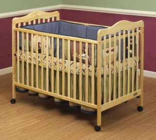 New Orbelle Emma Solid Wood Baby Crib w/ Rolling Casters   Natural 