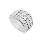 FineJewelryVault Diamond Row Ring  14K White Gold   1.50 CT Diamonds