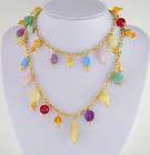 30 Joan Rivers Slip On Necklace w/ Red Green Purple Gemstone Beads
