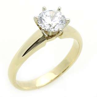 14K Engagement Ring 1.25ctw CZ Cubic Zirconia Solitaire Yellow Gold 