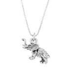   Silver Small Baby Elephant Charm with 16 Inch Box Chain Necklace