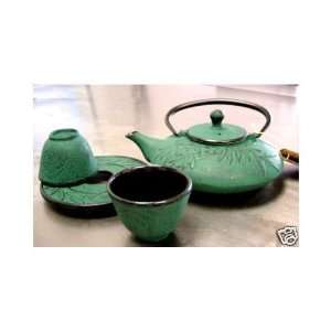  Japanese Cast Iron Tea Set /Mochi Bamboo Green Kitchen 