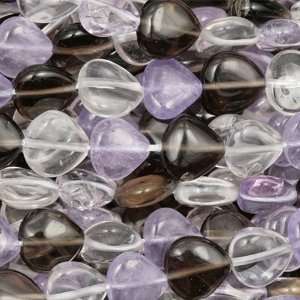  Amethyst Crystal & Smoky Quartz Pear Shaped Beads