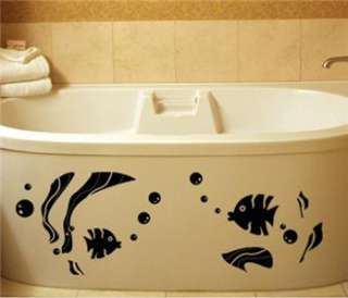 Ocean Fish with Seaweed removable vinyl art wall decals  