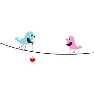   Wall Decals  Birds with Heart Walking to each other
