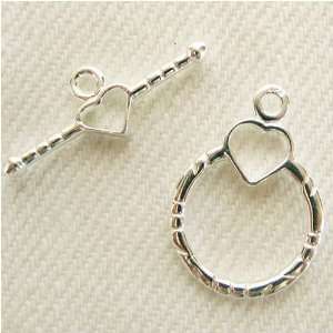  Sterling Silver Round Heart Design Toggle Clasp Arts 