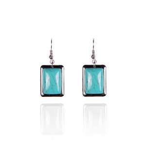   Turquoise Inlay Sterling Silver Fish Hook Earrings Jewelry