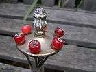 ANTIQUE SILVER PLATED TOOTHPICK TOMATO SKEWERS & STAND