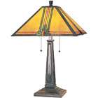   Bronze and Etched Columns Floral Detailed Amber Toned Glass Shade