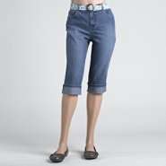 Gloria Vanderbilt Womens Petite Belted Amanda Crop Jeans 