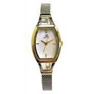 Jaclyn Smith Ladies Watch with Two Tone Barrel Case, White Dial and 
