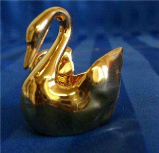 NEW FRENCH VINTAGE GOLD PLATED LIMOGES SWAN FIGURINE  