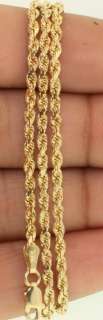 14k yellow gold 2mm rope necklace 16 diamond cut estate  