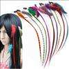 10PCS Grizzly Synthetic Feather Hair 16I Tip Extensions with Beads 