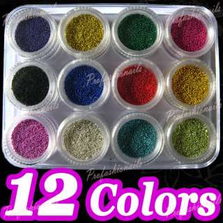 12 Color Tiny Pearl Mini Ball Nail Art Glitter Manicure  