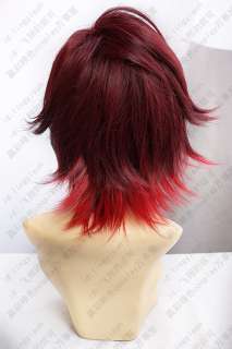 Amnesia Shin Cosplay Costume short dark red mix Wig 9170  