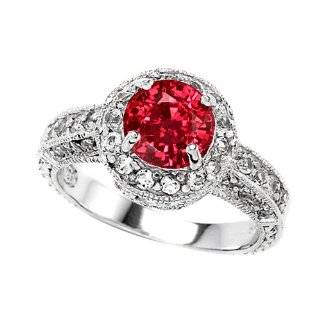 Original Star K(tm) 7mm Round Created Ruby Engagement Ring LIFETIME 
