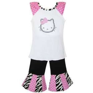 AnnLoren Girls Boutique Hello Kitty Cap sleeve shirt & pants Outfit 