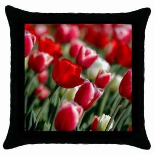 Carsons Collectibles Throw Pillow Case Black of Red Spring Tulip 