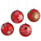 DDI Large Red Patterned Christmas Ball Ornament(Pack of 4)