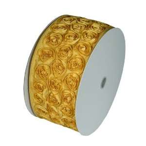Gold Rosette Rose Petal Wired Edge Ribbon, Wedding Ribbon, Diaper Cake 