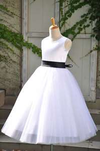 G181B White Communion dresses Flower girl dress Black  