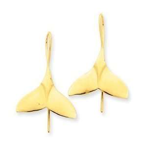  14k Gold Whale Tail Wire Earrings Jewelry