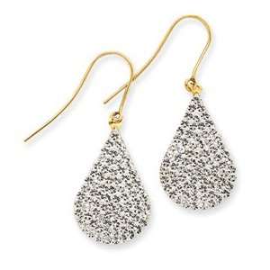  14k Gold Crystal Teardrop Dangle Wire Earrings Jewelry