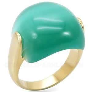  Teal Gold Cocktail Ring SZ 7 Jewelry