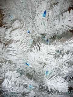   WHITE Retro Christmas Tree Pre lit w/ BLUE colored lights,4 Ft  