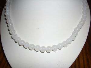 Genuine White Jade .925 Sterling Silver Necklace 20 in.  